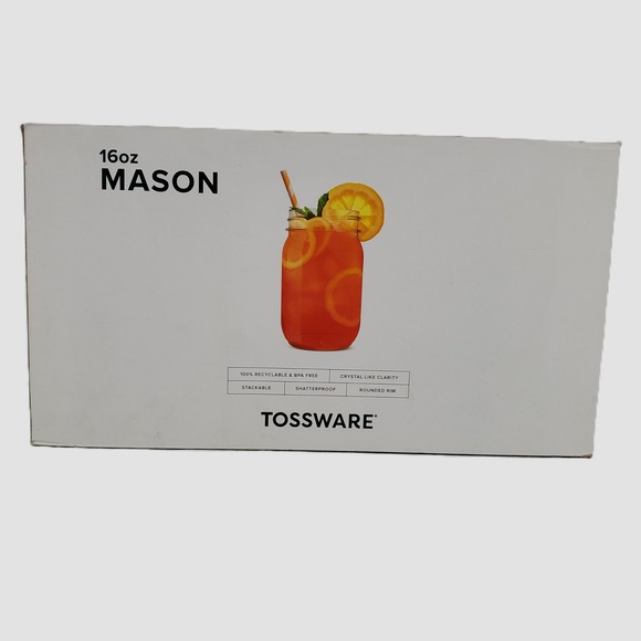 TOSSWARE Other - TOSSWARE 16oz Mason Jar Set of 48 Shatterproof Stackable Clear Plastic Drinkware